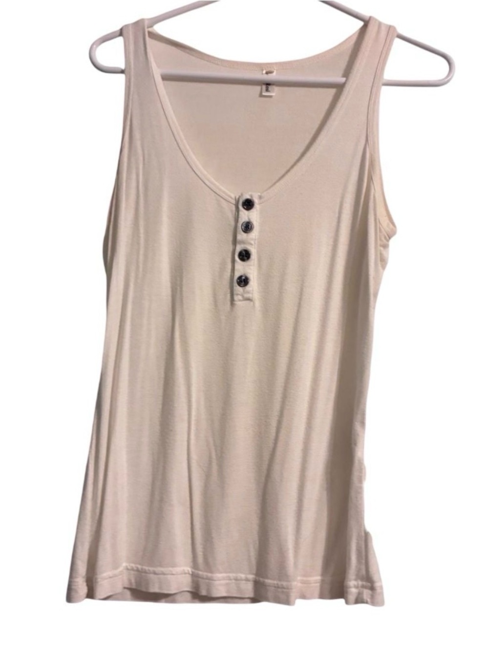 Leo Rosi Ivory Button Up Sleeveless Top Size Small